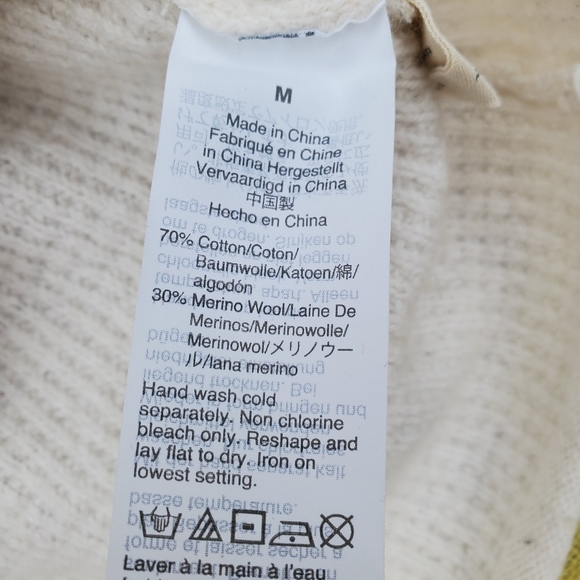 Madewell Womens Short Sweater Pullover Ivory Cream Cotton Merino Wool M/S - Picture 4 of 5